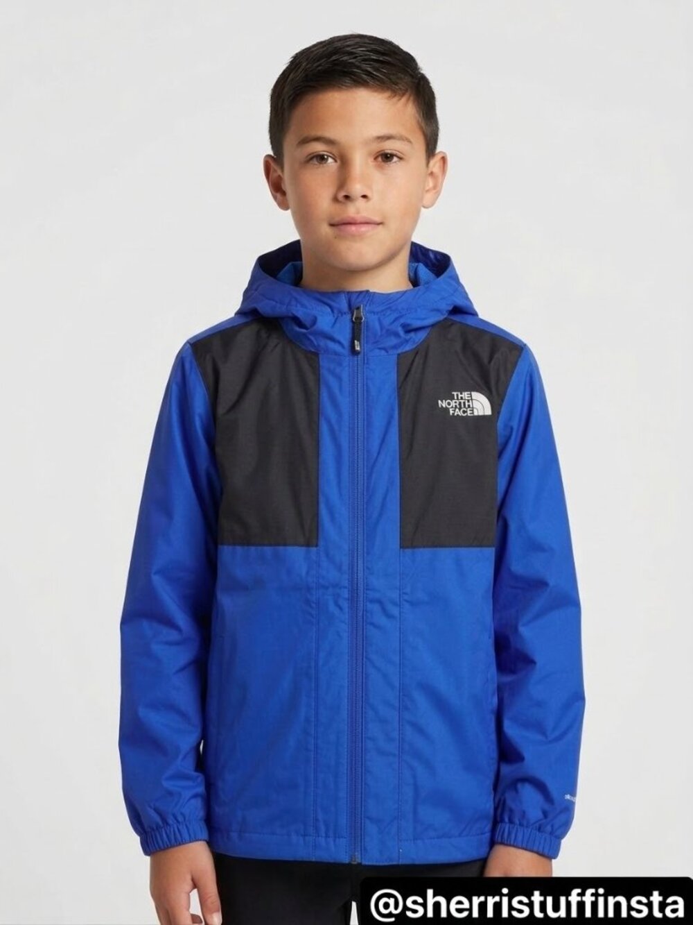 The North Face Resolve Dryvent Boys Blue Black Hooded Waterproof Jacket M 10-12
